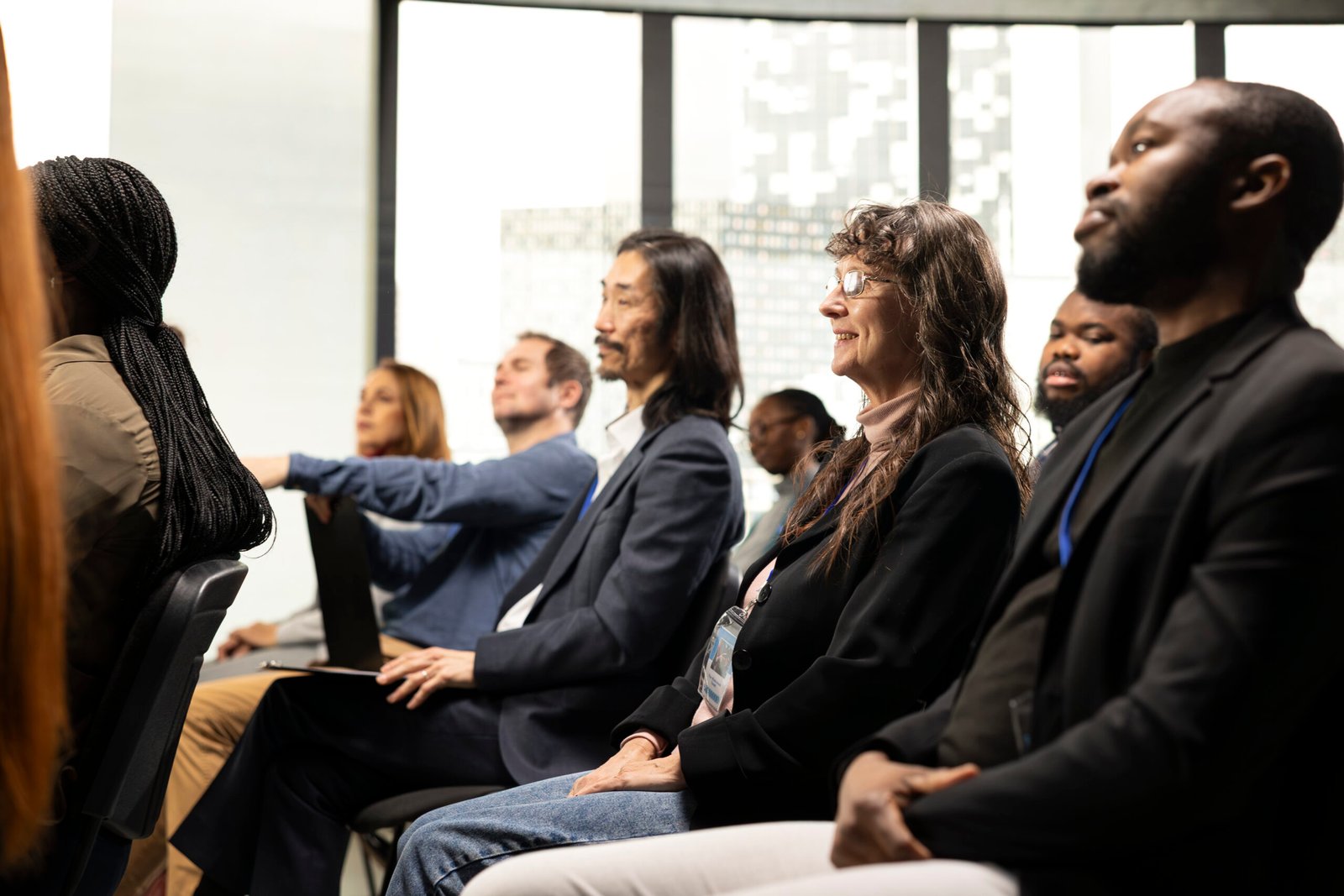 Audience listening attentively during a conference