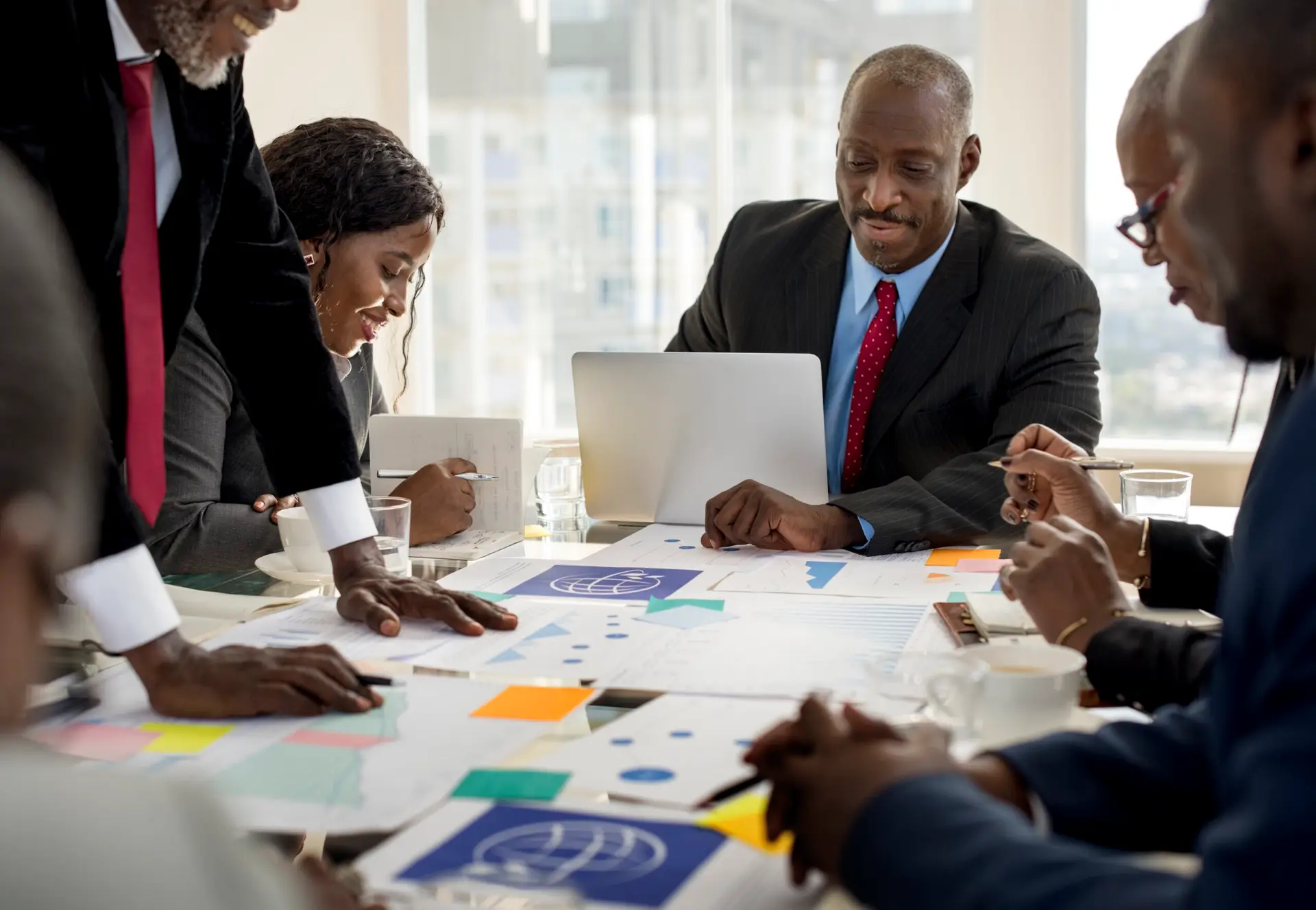 Business colleagues meeting and brainstorming together