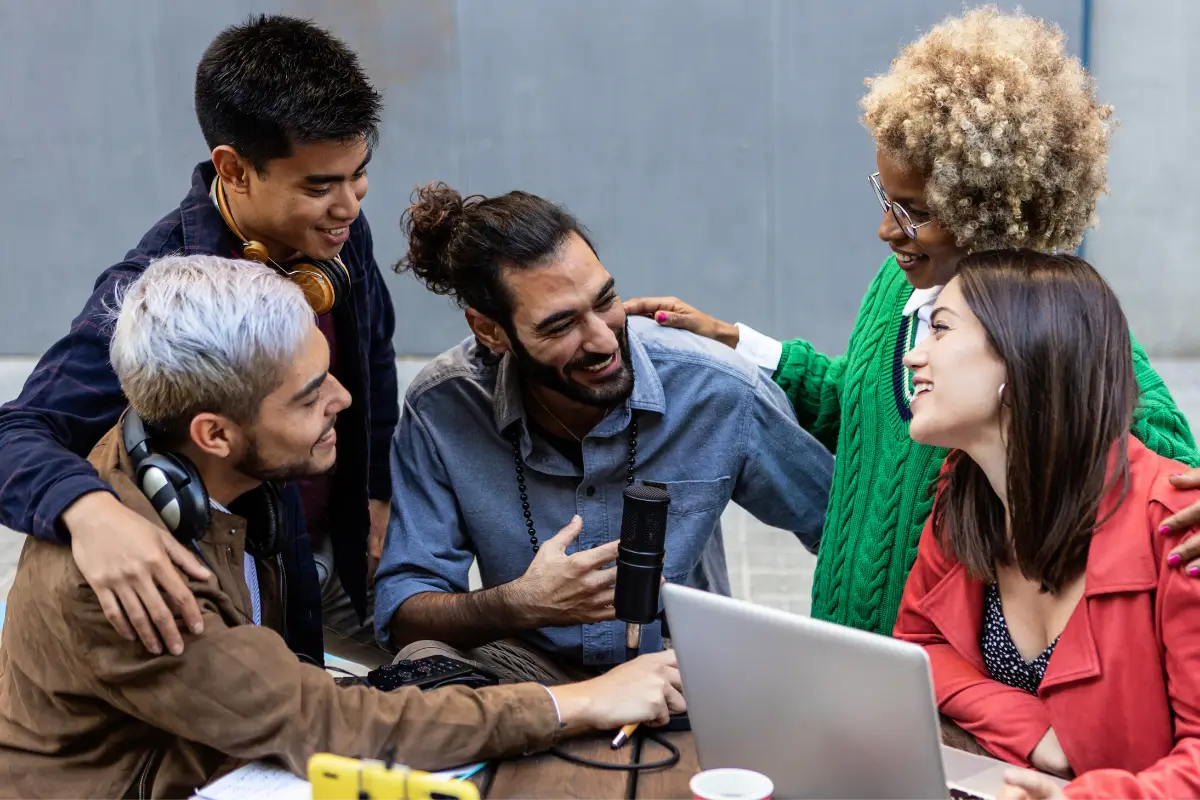Colleagues communicating and participating in an inclusive workplace