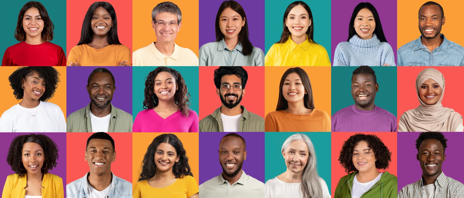 Business people working with a colorful block chart